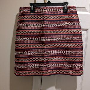 Ann Taylor LOFT Navy And Coral Patterned Skirt Size 8